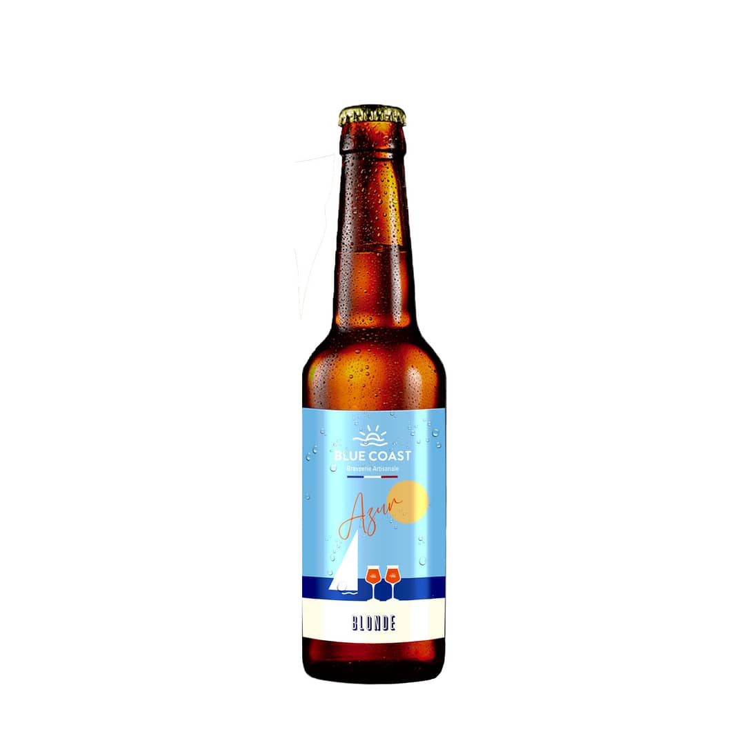 Blonde Azur de la brasserie blue coast par adopte un brasseur, une bouteille bière artisanale