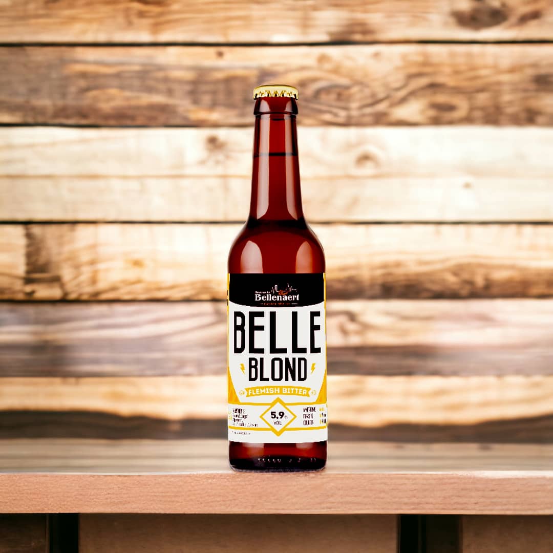 Bière Belle Blond Brasserie Bellenaert - Adopte Un Brasseur-Bouteille de 33cl sur une table