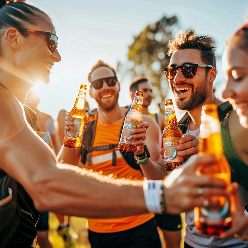 Bière après le sport Coureurs après une course