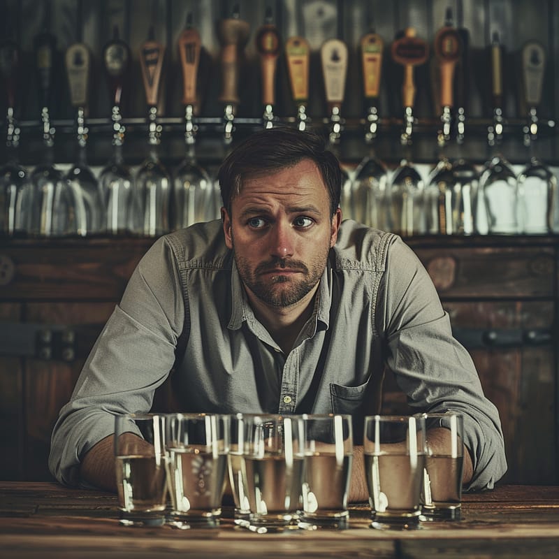 homme qui attend d'éliminer l'alcool dans son corps