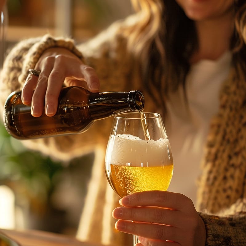 service d'une bière blonde