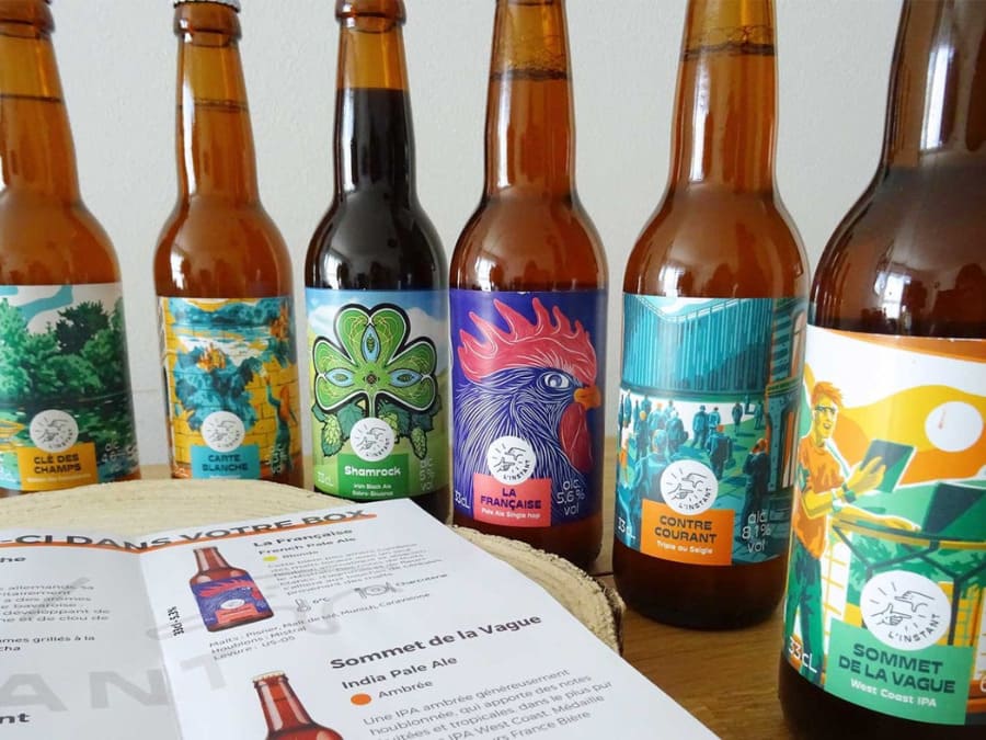 6 bières de la brasserie l'Instant reçues grâce à un abonnement box à offrir