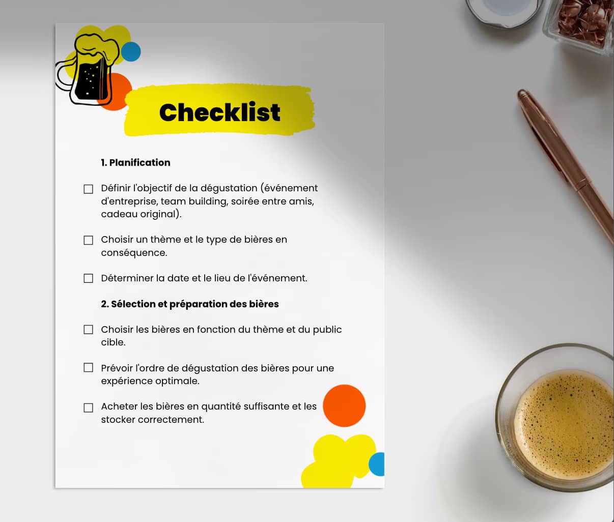 Checklist Atelier dégustation bière